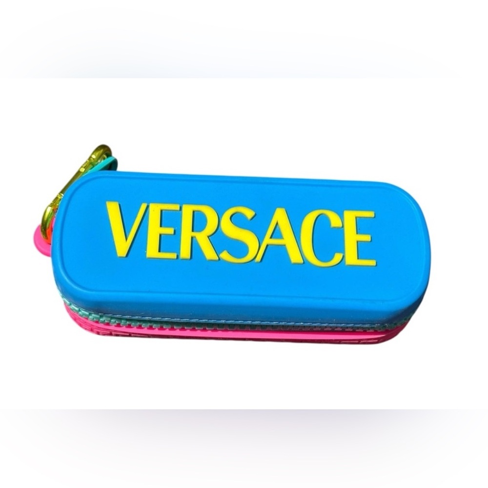 VERSACE Vibrant Blue Pink Yellow Silicone Sunglasses Case